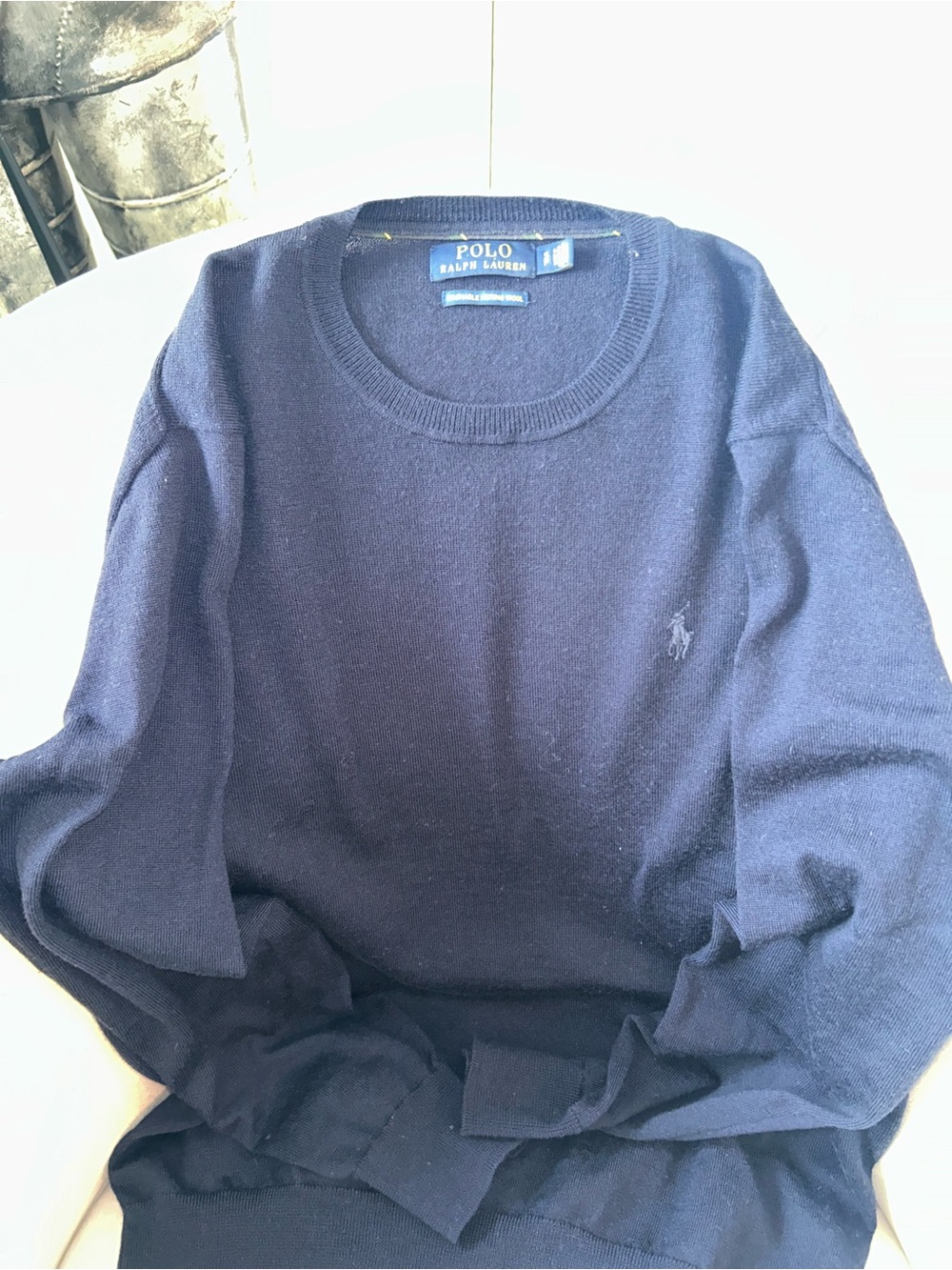 Polo by Ralph Lauren Navy Blue Crewneck Sweater merino wool